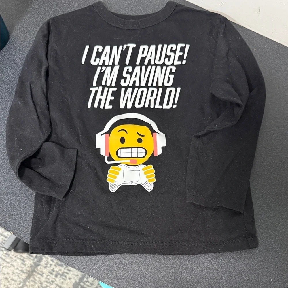 Black Kids Shirt with Emoji Graphic